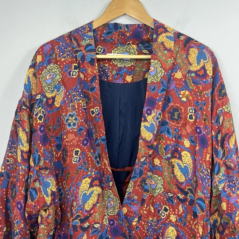 Elizabeth & James Drew Open Front Kimono Size M Rust Floral - Picture 2 of 12